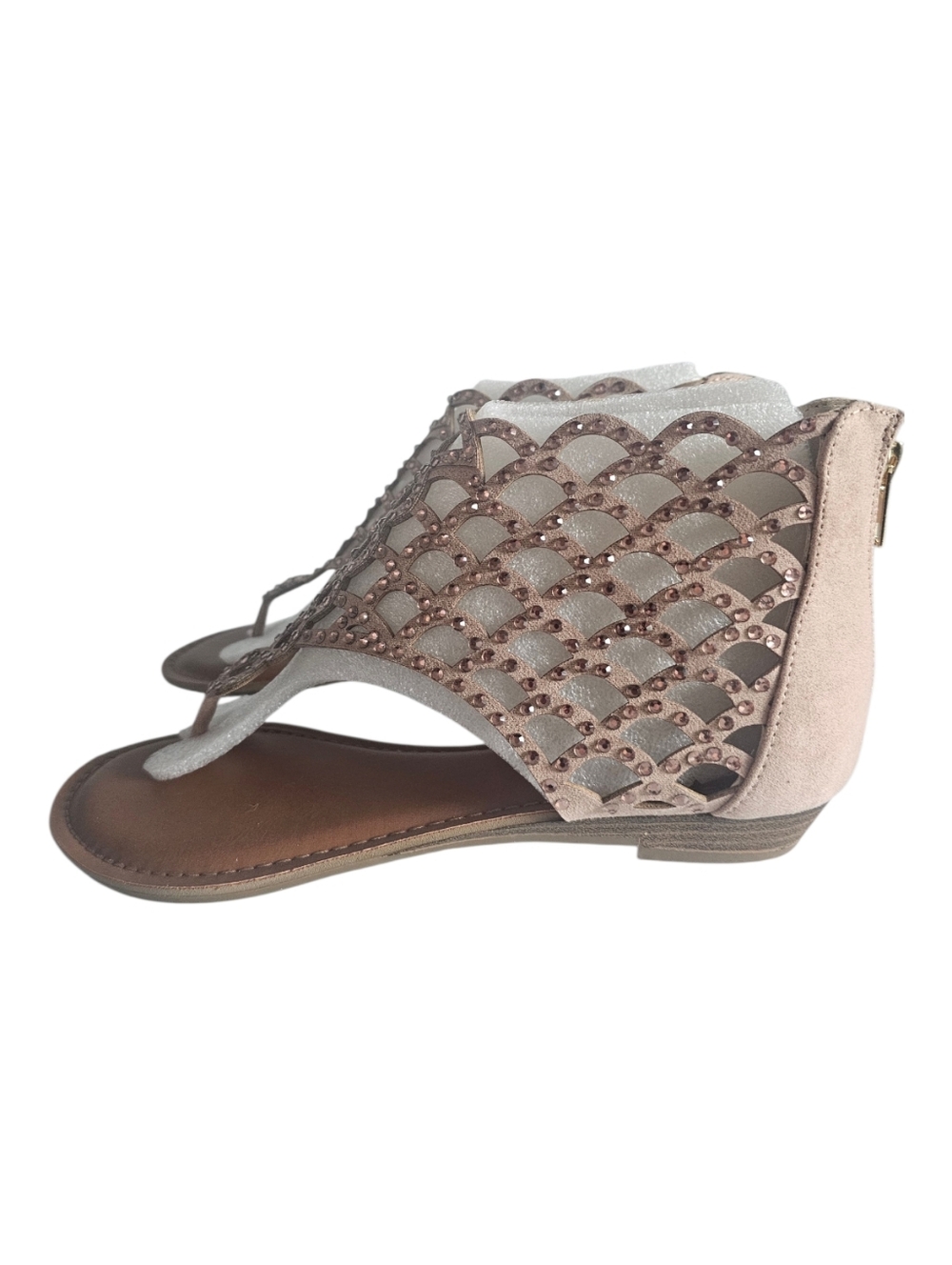 Zigi Soho Dusty Pink Rhinestone Gladiator Sandals Ankle Zip Women’s 8 New - Picture 2 of 4